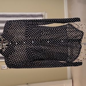 I.N.C. International Concepts  blouse. Black with White polka dots. NWOT Size L